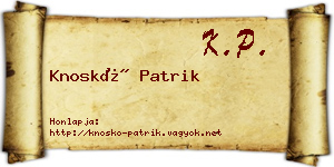 Knoskó Patrik névjegykártya